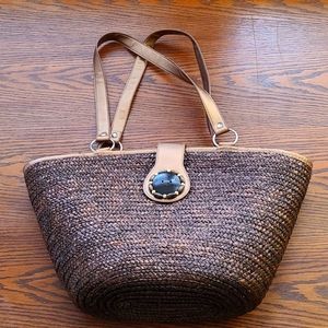 Wicker Tote Bag lined with Zipper and decorative flap closure